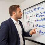 **

A confident accountant explaining a complex financial concept (e.g., revenue recognition) using a whiteboard with clear visuals and examples. Focus on conveying expertise and communication skills. The scene should feel professional and approachable, like a mock interview setting. Include keywords like "Accounting Principles," "Communication," and "Problem-Solving."

**