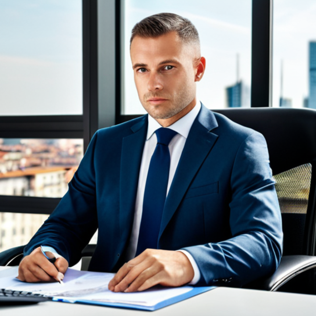 Accountant in a Modern Office**

"A professional accountant, fully clothed in a tailored business suit, working at a clean desk in a bright, modern office in Milan. Background shows a city skyline. Focus on the individual's concentration and professionalism. Safe for work, appropriate content, professional, perfect anatomy, natural proportions, high quality, family-friendly."

**