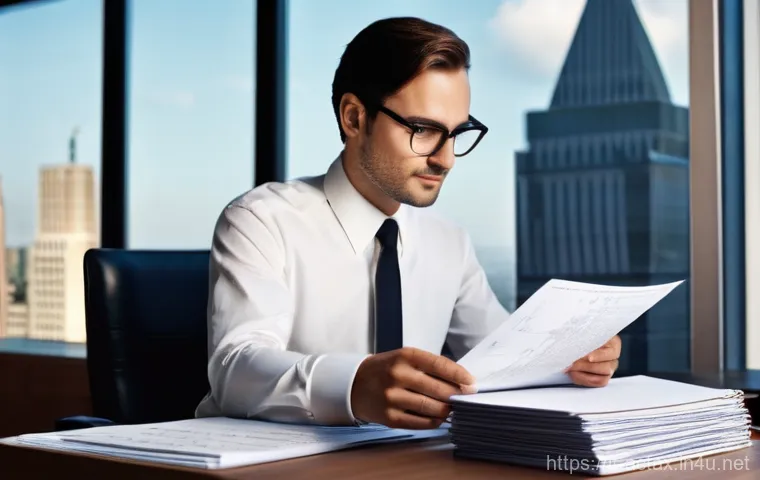 전산세무회계와 사내 회계 시스템 - **Prompt:** A professional Italian accountant, mid-career, dressed in smart business attire, sits at...