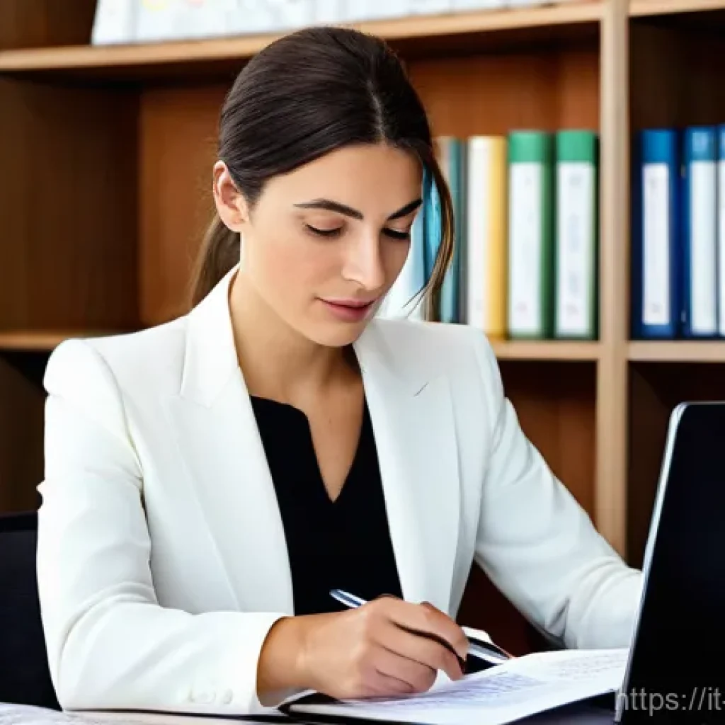 전산세무회계 중급과 고급의 차이 - **Intermediate Tax Professional at Work**
    A diligent Italian tax professional, mid-30s, female, ...