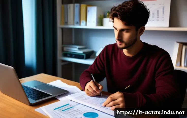 전산세무회계 시험 시뮬레이션 - **Prompt**: A determined young student, in their early twenties, deeply focused on an intensive prac...