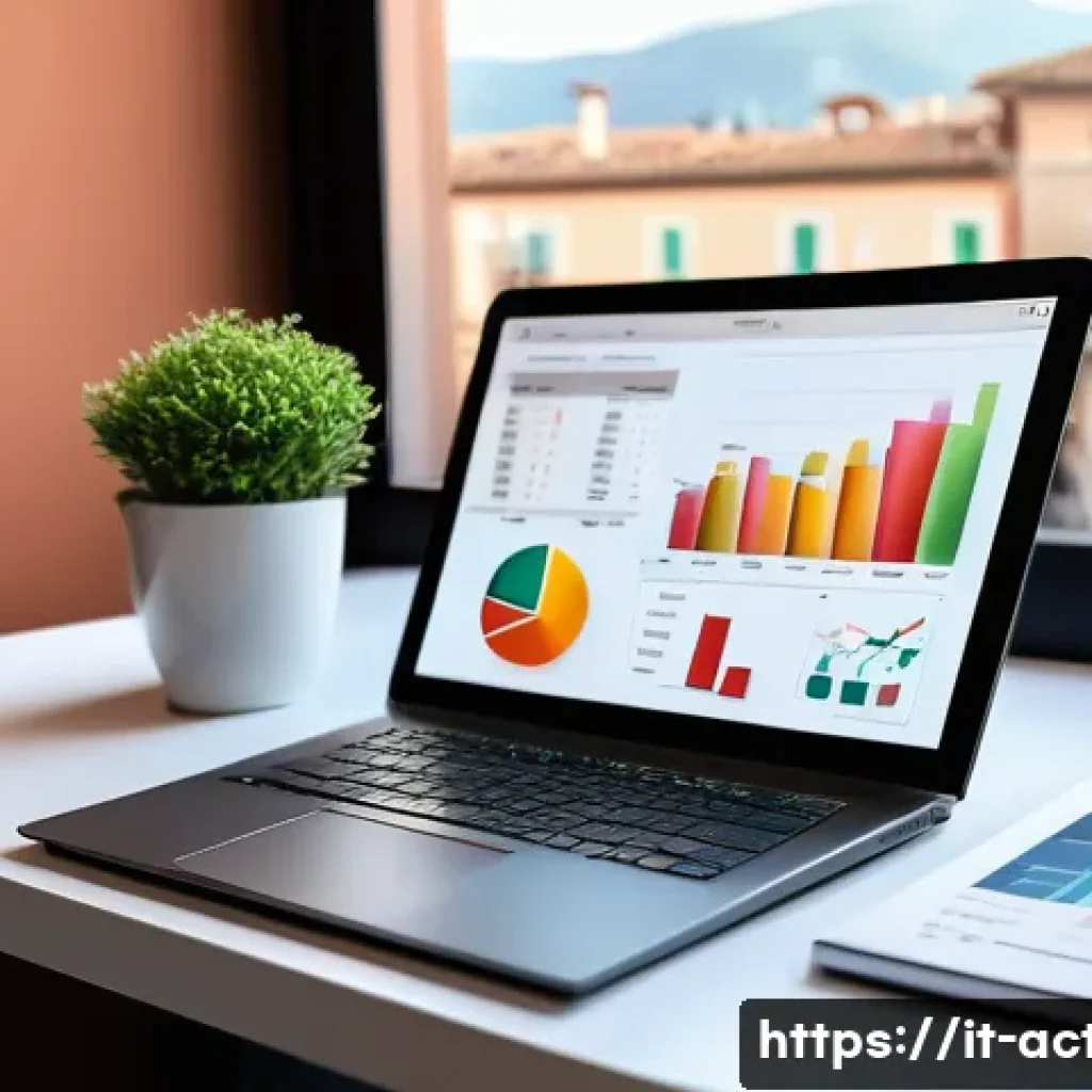 전산세무회계 초보자를 위한 가이드 - A modern Italian small business office scene featuring a professional accountant working on a sleek ...