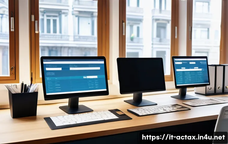 전산세무회계 업무와 관련된 실수 피하기 - A modern Italian small business office environment focused on accounting and finance, featuring a sl...